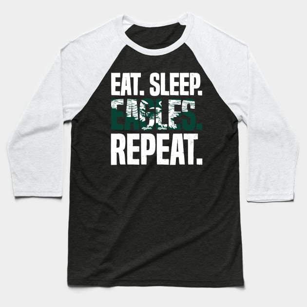 Eat Sleep Eagles Repeat Distressed Football Sport Baseball T-Shirt by udesign